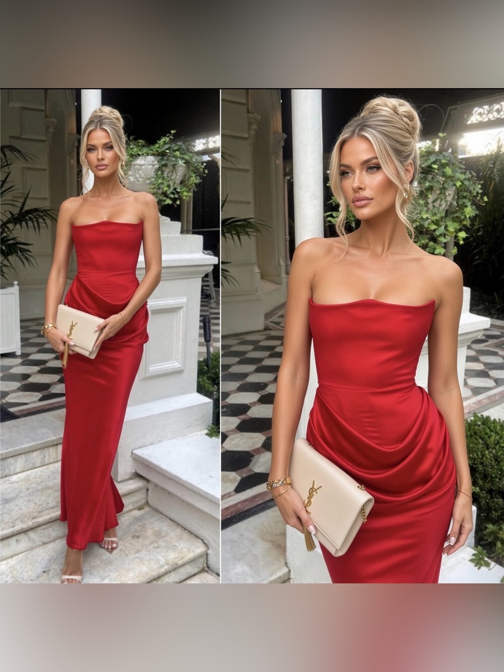 HOUSE OF CB'Persephone'ScarletStrapless Corset MaxiDress/Size M-US 6-8 $299